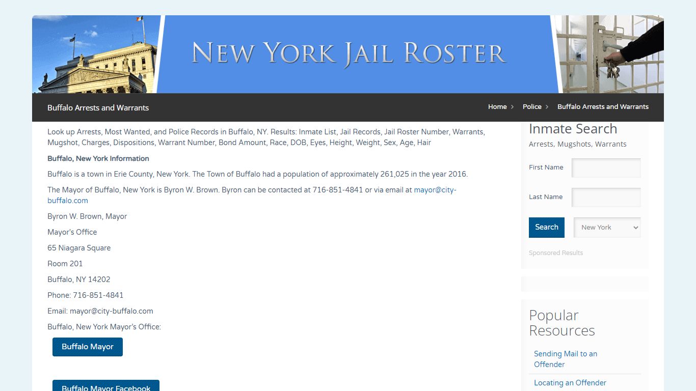 Buffalo Arrests and Warrants | Jail Roster Search